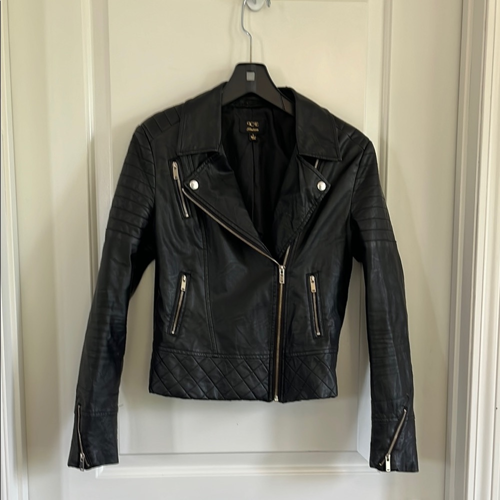 Ice fashion moto vegan leather jacket size small